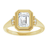 14K yellow gold 1CT Emerald Diamond Milgrain Bezel-Set Diamond Engagement Ring Setting variant--Emerald variant--2CT variant--14K-yellow-gold
