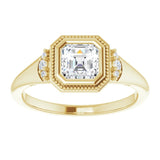 14K yellow gold .5CT Asscher Diamond Milgrain Bezel-Set Diamond Engagement Ring Setting variant--Asscher variant--1CT variant--14K-yellow-gold