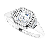 Milgrain bezel round diamond setting, alternate angle/2-CT variant--.5CT variant--Asscher variant--.5CT variant--14K-white-gold