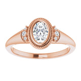 14K rose gold .5CT Oval Diamond Milgrain Bezel-Set Diamond Engagement Ring Setting variant--Oval variant--1CT variant--14K-rose-gold