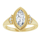 14K yellow gold 1CT Marquise Diamond Milgrain Bezel-Set Diamond Engagement Ring Setting variant--Marquise variant--2CT variant--14K-yellow-gold