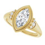 Milgrain bezel engagement ring with marquise cut center stone variant--Marquise variant--1CT variant--14K-yellow-gold