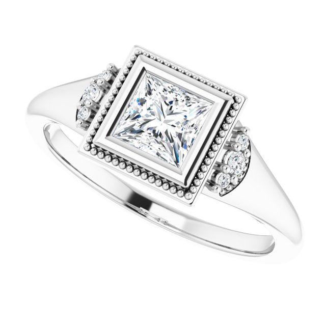 Milgrain bezel pear diamond ring, alternate angle/2-CT variant--.5CT variant--Square variant--.5CT variant--14K-white-gold