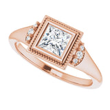 Milgrain bezel pear cut setting, overhead view/2-CT variant--.5CT variant--Square variant--.5CT variant--14K-rose-gold