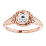 14K rose gold .5CT Cushion Diamond Milgrain Bezel-Set Diamond Engagement Ring Setting variant--Cushion variant--1CT variant--14K-rose-gold