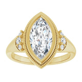 14K yellow gold 2CT Marquise Diamond Milgrain Bezel-Set Diamond Engagement Ring Setting/2-CT variant--.5CT variant--Oval variant--.5CT variant--14K-yellow-gold