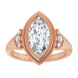 14K rose gold 2CT Marquise Diamond Milgrain Bezel-Set Diamond Engagement Ring Setting/2-CT variant--.5CT variant--Oval variant--.5CT variant--14K-rose-gold