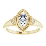 14K yellow gold .5CT Marquise Diamond Milgrain Bezel-Set Diamond Engagement Ring Setting variant--Marquise variant--1CT variant--14K-yellow-gold