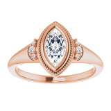 14K rose gold .5CT Marquise Diamond Milgrain Bezel-Set Diamond Engagement Ring Setting variant--Marquise variant--1CT variant--14K-rose-gold