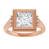 14K rose gold 2CT Square Diamond Milgrain Bezel-Set Diamond Engagement Ring Setting variant--Square variant--2CT variant--14K-rose-gold