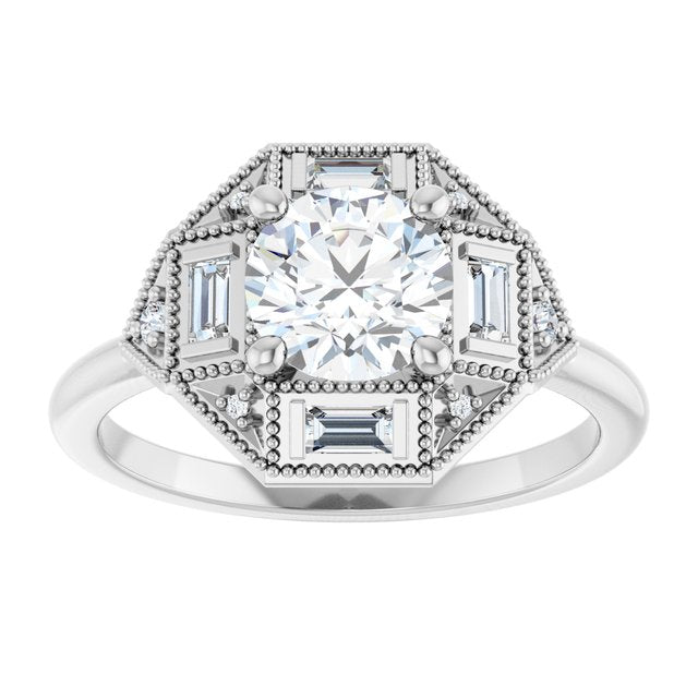 1/5CTw Natural Diamond Semi-Set Art Deco Inspired Engagement Ring variant--14K-rose-gold