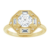 1/5CTw Natural Diamond Semi-Set Art Deco Inspired Engagement Ring variant--14K-rose-gold