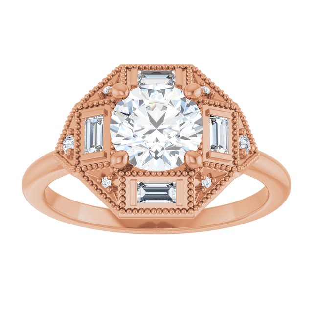 1/5CTw Natural Diamond Semi-Set Art Deco Inspired Engagement Ring variant--14K-rose-gold