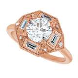 Vintage diamond engagement ring setting in 14K gold, overhead variant--14K-rose-gold