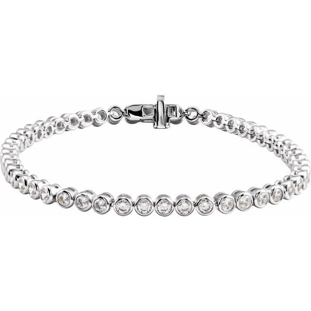 Lab-created diamond tennis bracelet with bezel settings white gold variant--14K-white-gold