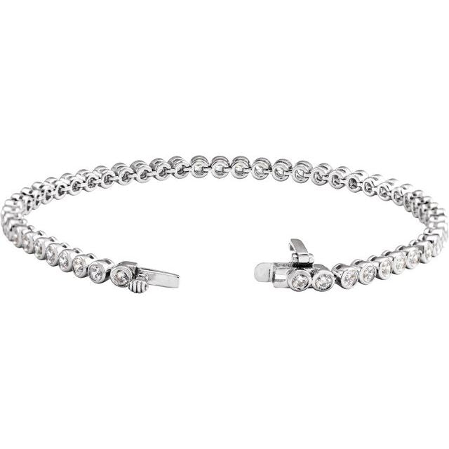 Gold bezel-set diamond bracelet close-up white gold variant--14K-white-gold