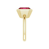 8.37CT emerald-cut ruby ring featuring east-west horizontal setting in yellow gold