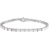 Lab-created baguette diamond bracelet on wrist