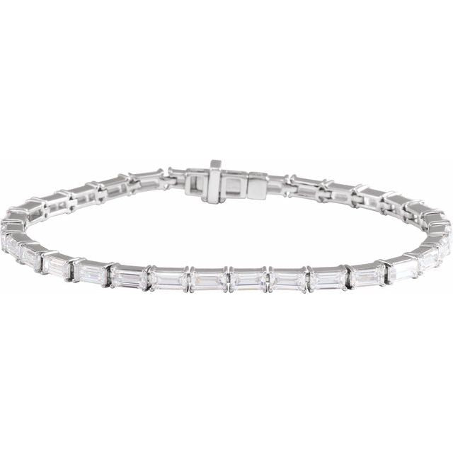 Lab-created baguette diamond bracelet on wrist