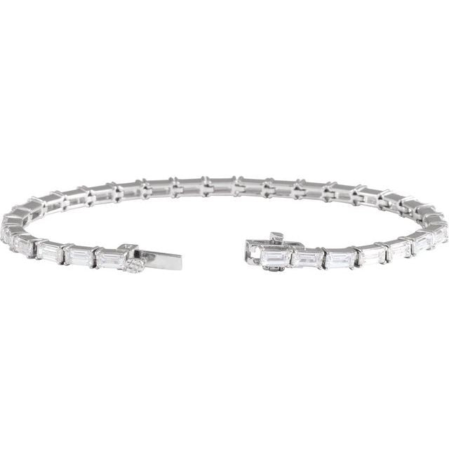 Minimal diamond tennis bracelet with elongated stones