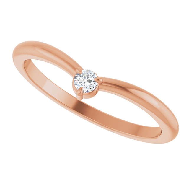 Stackable diamond V ring in 14K gold, front view variant--14K-rose-gold