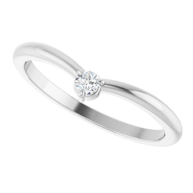 Stackable diamond V ring in 14K gold, close-up of diamonds variant--14K-white-gold variant--Sterling-silver