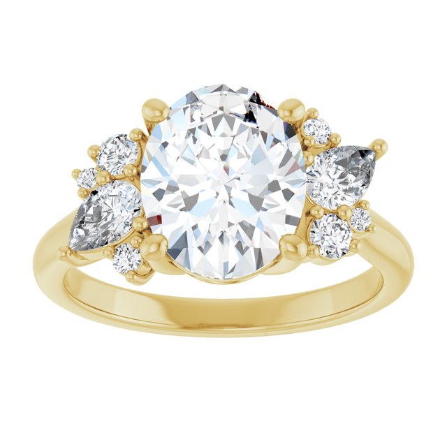 14K yellow gold Oval-cut Diamond Cluster Engagement Ring Setting variant--Round variant--Diamond-Lab variant--14K-rose-gold variant--Diamond-Nat