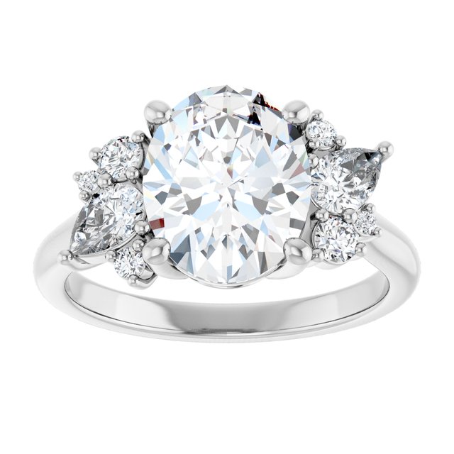 14K white gold Oval-cut Diamond Cluster Engagement Ring Setting variant--Square variant--Diamond-Lab variant--14K-yellow-gold variant--Diamond-Nat