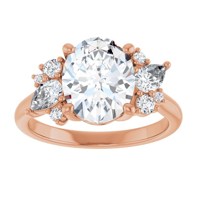 14K rose gold Oval-cut Diamond Cluster Engagement Ring Setting variant--Square variant--Diamond-Lab variant--14K-white-gold variant--Diamond-Nat