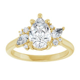 14K yellow gold Pear-cut Diamond Cluster Engagement Ring Setting variant--Pear variant--Diamond-Lab variant--14K-rose-gold