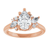 14K rose gold Pear-cut Diamond Cluster Engagement Ring Setting variant--Asscher variant--Diamond-Lab variant--14K-white-gold variant--Diamond-Nat