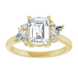 14K yellow gold Emerald-cut Diamond Cluster Engagement Ring Setting variant--Asscher variant--Diamond-Lab variant--14K-rose-gold variant--Diamond-Nat