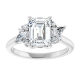 14K white gold Emerald-cut Diamond Cluster Engagement Ring Setting variant--Cushion variant--Diamond-Lab variant--14K-yellow-gold variant--Diamond-Nat