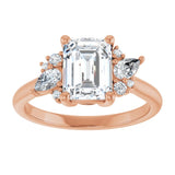 14K rose gold Emerald-cut Diamond Cluster Engagement Ring Setting variant--Cushion variant--Diamond-Lab variant--14K-white-gold variant--Diamond-Nat