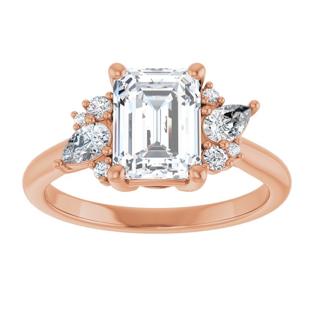 14K rose gold Emerald-cut Diamond Cluster Engagement Ring Setting variant--Cushion variant--Diamond-Lab variant--14K-white-gold variant--Diamond-Nat
