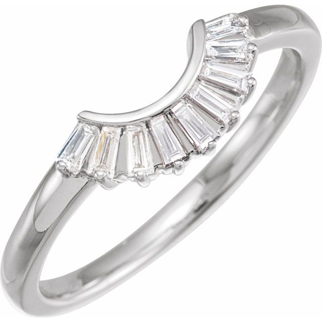 Modern contour diamond band with baguette stones variant--14K-white-gold variant--Diamond-Nat variant--Diamond-Lab variant--CZ-Try-on-At-Home