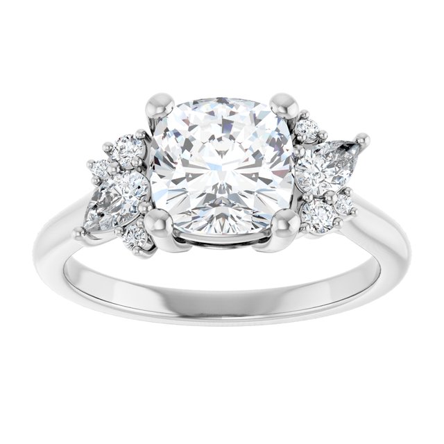 14K white gold Cushion-cut Diamond Cluster Engagement Ring Setting variant--Oval variant--Diamond-Lab variant--14K-yellow-gold variant--Diamond-Nat