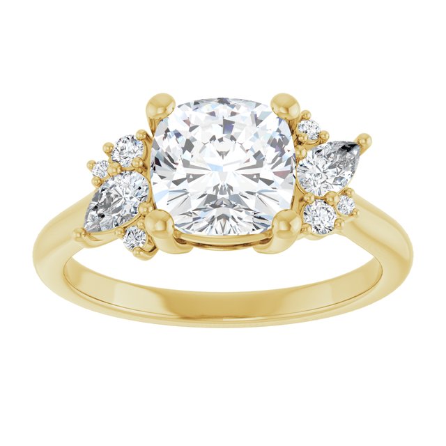 14K yellow gold Cushion-cut Diamond Cluster Engagement Ring Setting variant--Marquise variant--Diamond-Lab variant--14K-rose-gold variant--Diamond-Nat