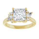 14K yellow gold Square-cut Diamond Cluster Engagement Ring Setting variant--Square variant--Diamond-Lab variant--14K-rose-gold variant--Diamond-Nat