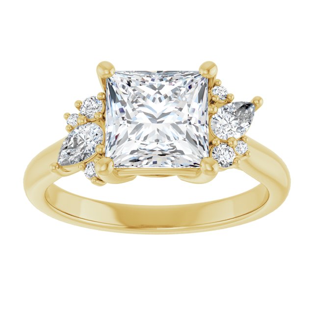 14K yellow gold Square-cut Diamond Cluster Engagement Ring Setting variant--Square variant--Diamond-Lab variant--14K-rose-gold variant--Diamond-Nat