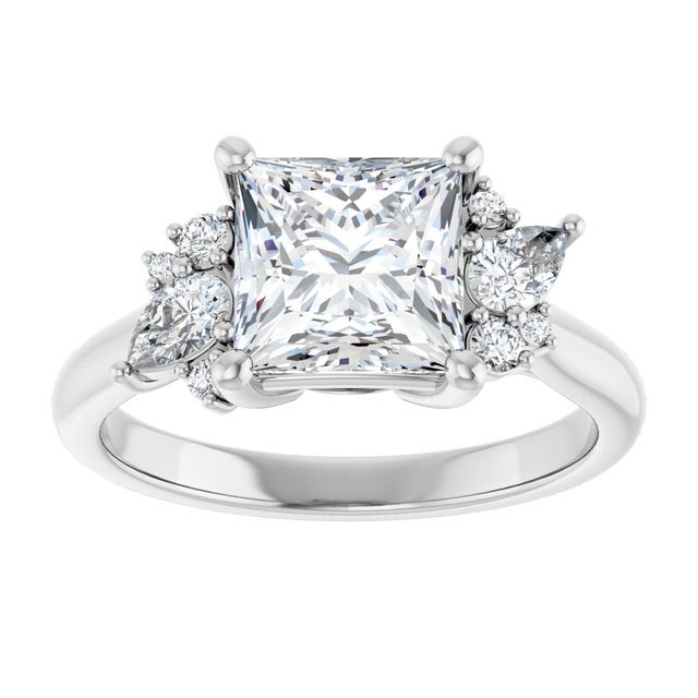 14K white gold Square-cut Diamond Cluster Engagement Ring Setting variant--Square variant--Diamond-Lab variant--14K-rose-gold variant--Diamond-Nat