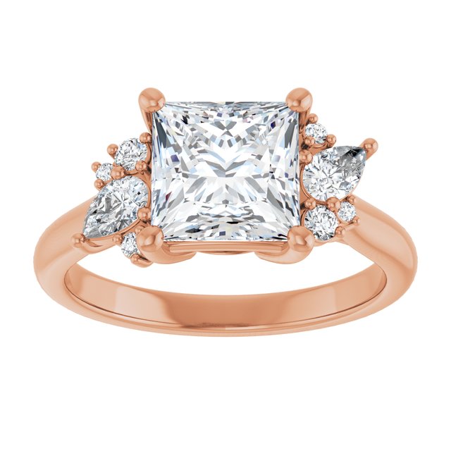 14K rose gold Square-cut Diamond Cluster Engagement Ring Setting variant--Square variant--Diamond-Lab variant--14K-rose-gold variant--Diamond-Nat