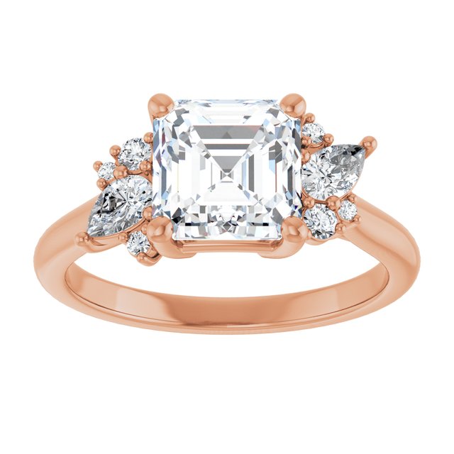 14K rose gold Asscher-cut Diamond Cluster Engagement Ring Setting variant--Marquise variant--Diamond-Lab variant--14K-white-gold variant--Diamond-Nat