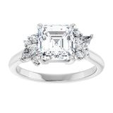 14K white gold Asscher-cut Diamond Cluster Engagement Ring Setting variant--Marquise variant--Diamond-Lab variant--14K-yellow-gold variant--Diamond-Nat