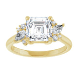 14K yellow gold Asscher-cut Diamond Cluster Engagement Ring Setting variant--Cushion variant--Diamond-Lab variant--14K-rose-gold variant--Diamond-Nat