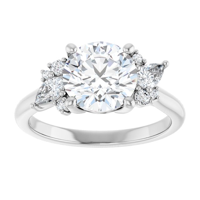 14K white gold Round-cut Diamond Cluster Engagement Ring Setting variant--Square variant--Diamond-Lab variant--14K-rose-gold variant--Diamond-Nat