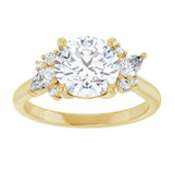 14K yellow gold Round-cut Diamond Cluster Engagement Ring Setting variant--Square variant--Diamond-Lab variant--14K-rose-gold variant--Diamond-Nat