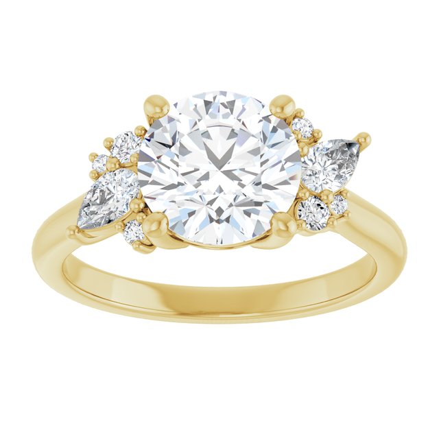 14K yellow gold Round-cut Diamond Cluster Engagement Ring Setting variant--Square variant--Diamond-Lab variant--14K-rose-gold variant--Diamond-Nat