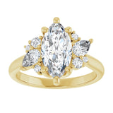 14K yellow gold Marquise-cut Diamond Cluster Engagement Ring Setting variant--Oval variant--Diamond-Lab variant--14K-rose-gold variant--Diamond-Nat