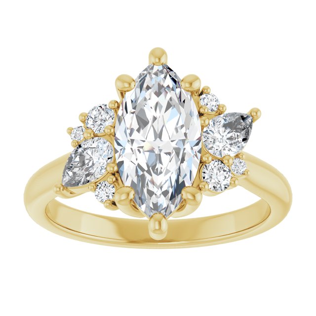 14K yellow gold Marquise-cut Diamond Cluster Engagement Ring Setting variant--Oval variant--Diamond-Lab variant--14K-rose-gold variant--Diamond-Nat